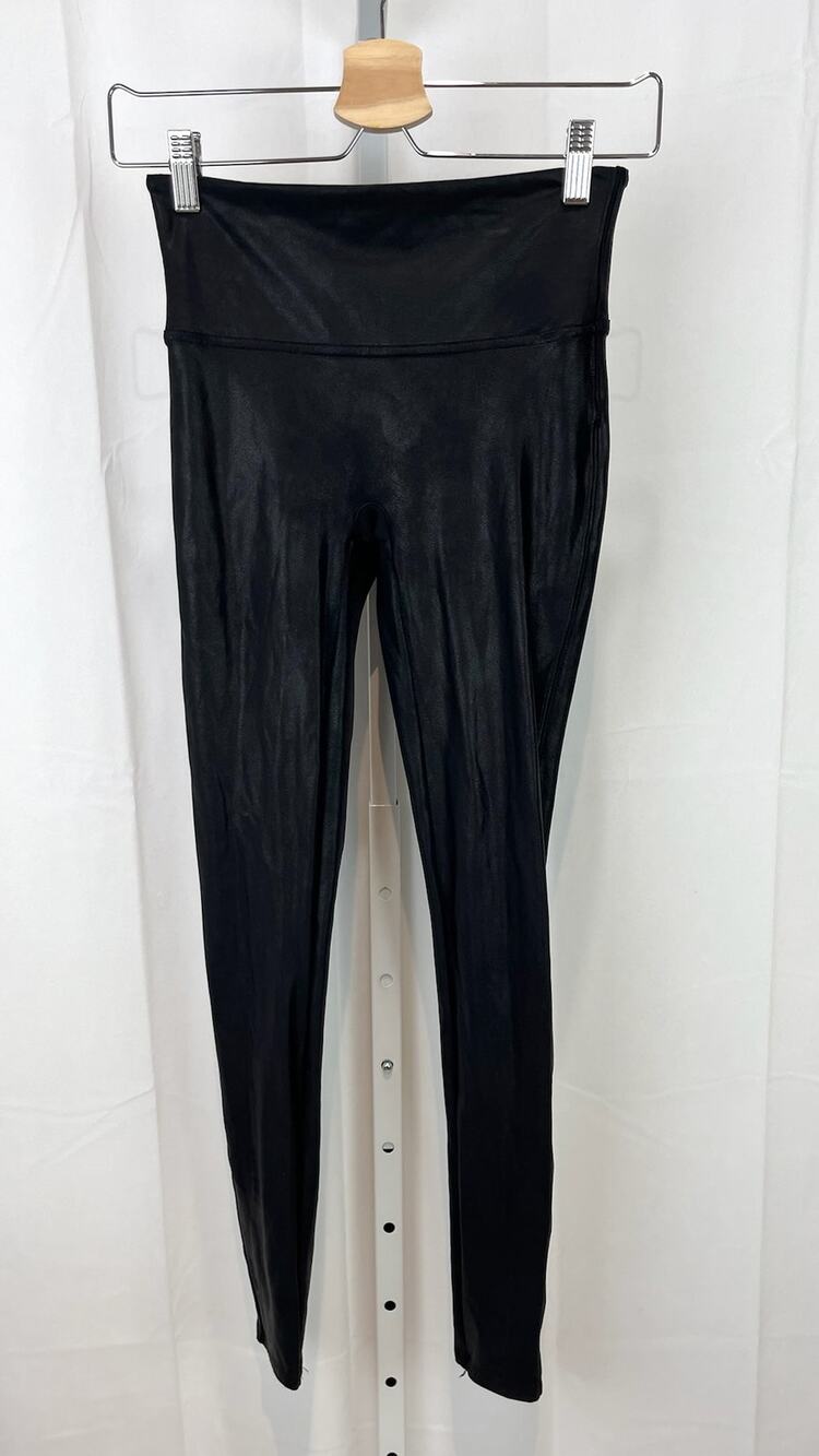SPANX Faux Leather Leggings 2437 Slimming Stretch Pull On Black Size S